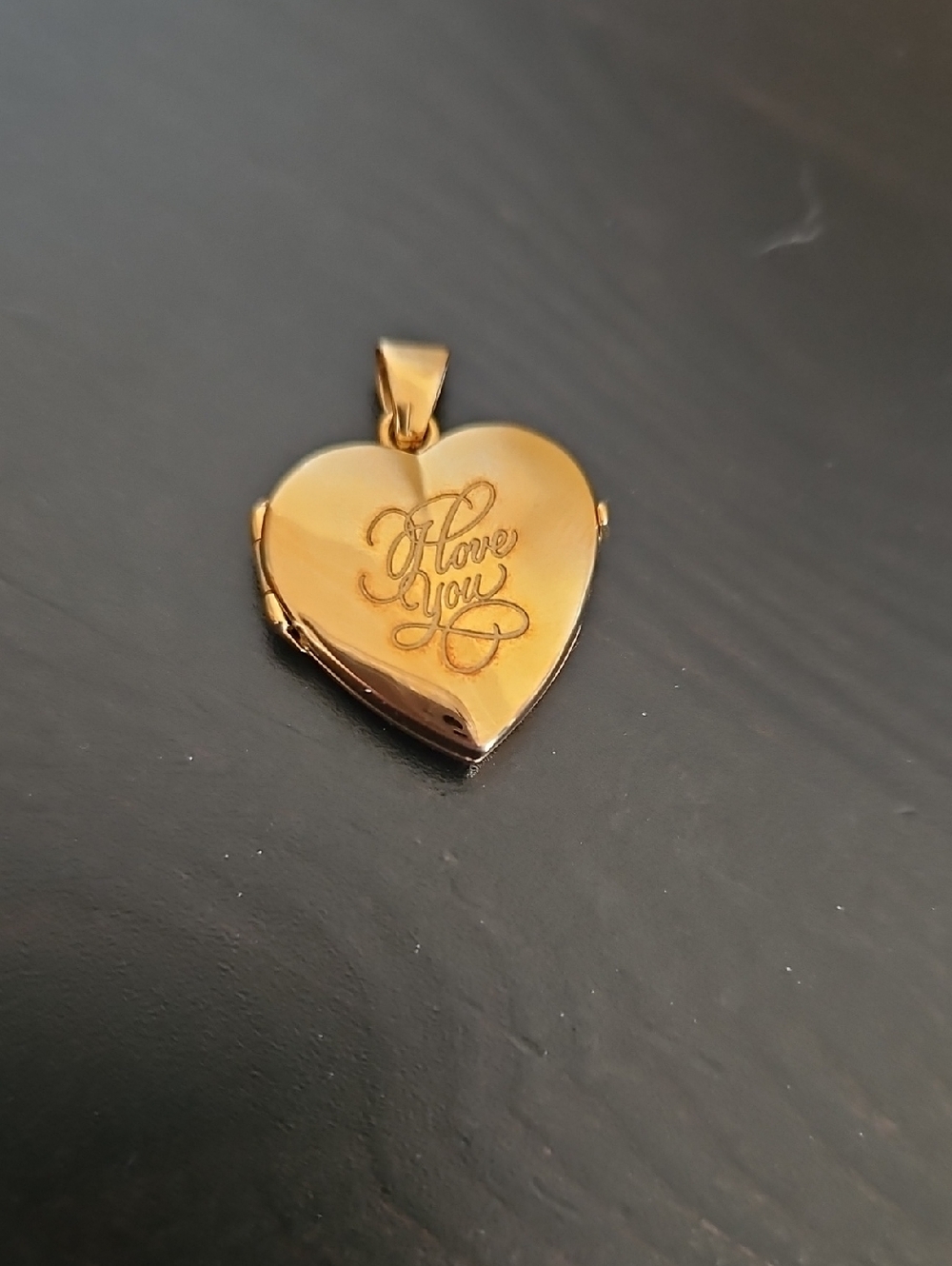 18 K Gold Heart Locket Pendant "I Love You"